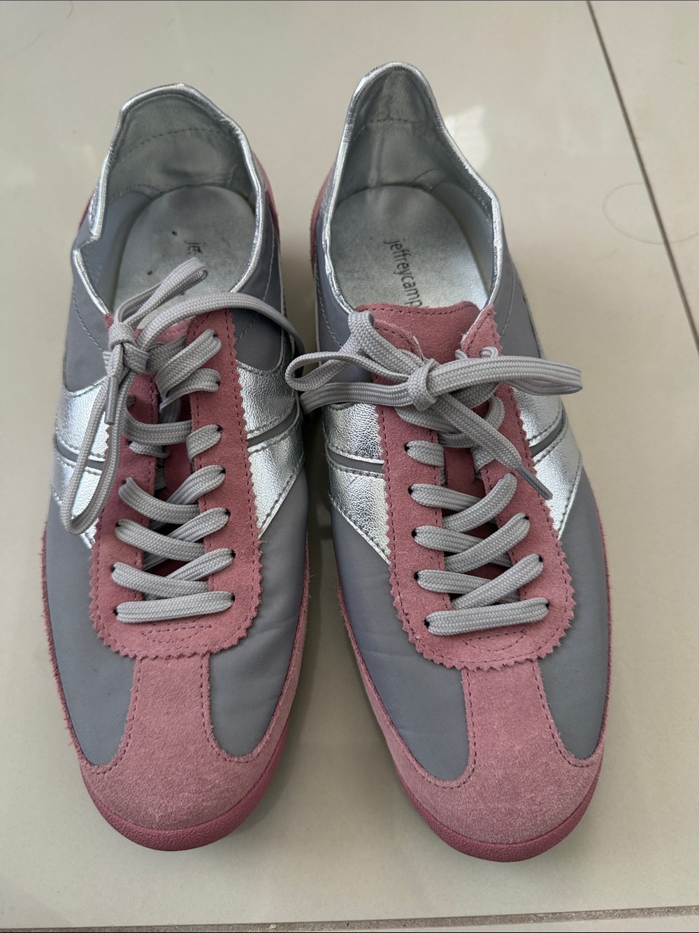 Jeffrey Campbell Gray Silver Pink Suede & Metallic Sneakers